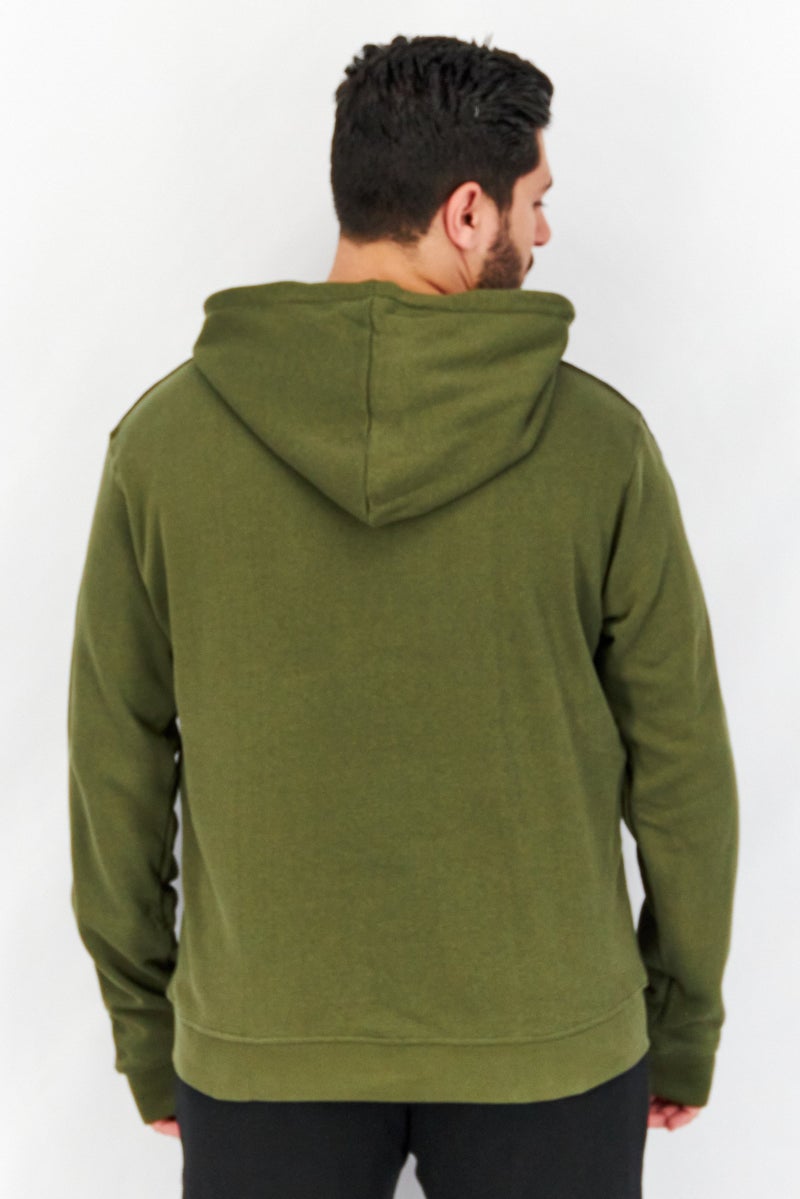 JOHN RICHMOND Men Hooded Brand Logo Long Sleeve Sweatshirts, Olive - Image 2